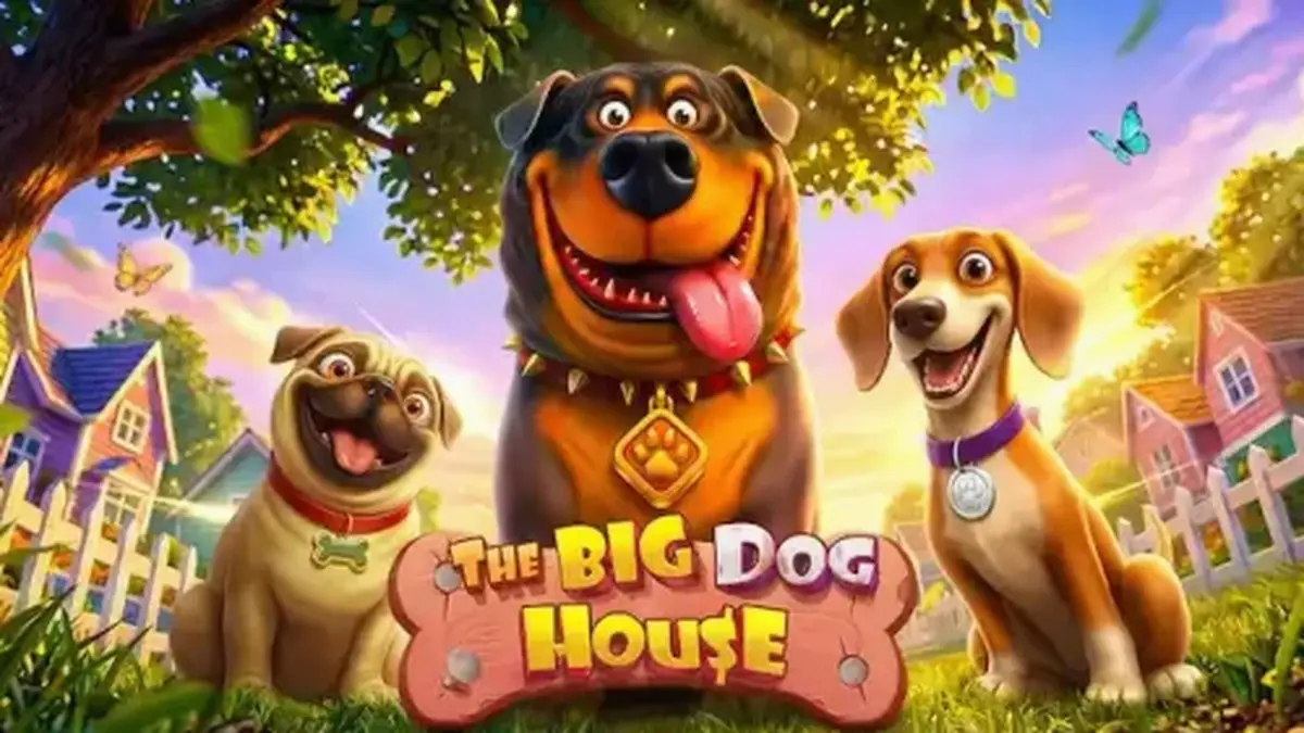 The Big Dog House slot game interface showing colossal symbols and bonus features.